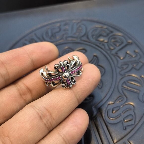 Chrome Hearts - Silver Clear Stones Pink Ring - Picture 1 of 2